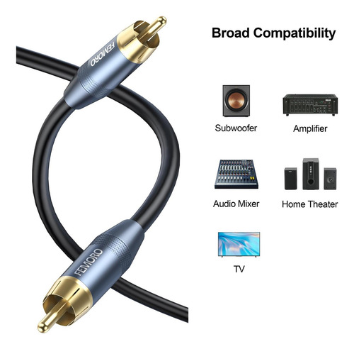 Cable De Subwoofer De Femoro 10 Pies, Cables Rca Enchufes De