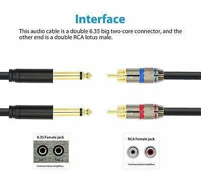 Imagen 4 de 10 de Aux Auxiliar Dual 6.35mm Audio Plug Macho A 2 Rca Enchuf-425