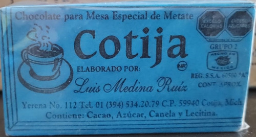 Chocolate Cotija Artesanal Envoltura Azul