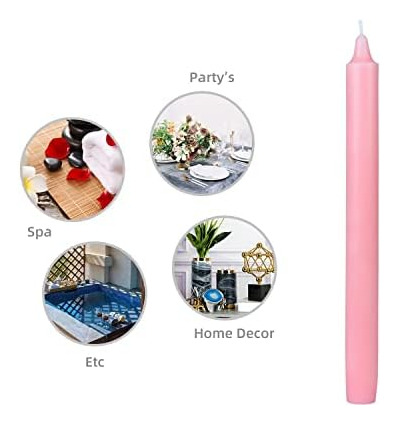Velas Con Velas De 12 Piezas, 10 Pulgadas, Rosa Ligera Recta