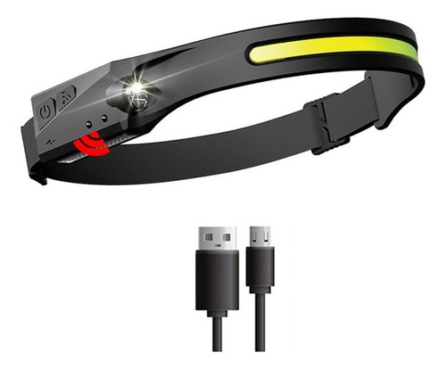 Linterna Minera Vincha Camping Led Con Sensor Ajustable Linterna Negro Luz Blanco
