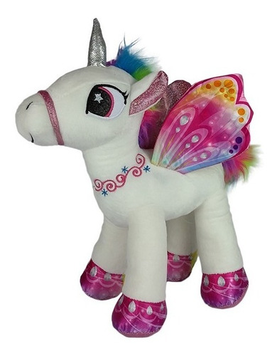 Unicórnio De Pelúcia Em Pé Branco M 40cm Lindo!!!!!