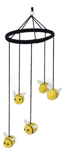 Berço Móvel Cinco Abelhas Bonitas Eco Friendly Feltro De Lã