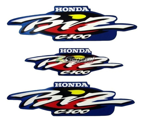 Kit Adesivo Jogo Faixas Moto Honda Biz 100 2001 Es Ks Cor Azul ( Partida Pedal )