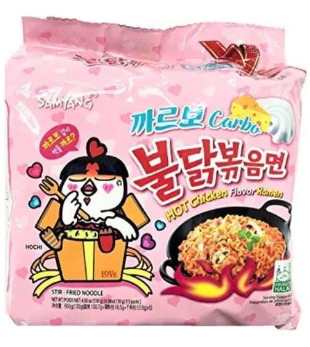 Pack X 5 - Ramen Buldak Carbonara  Samyang 130g. Orig Corea.