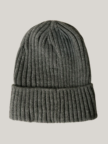 Beanie De Canalé Con Logo Gris Tommy Hilfiger