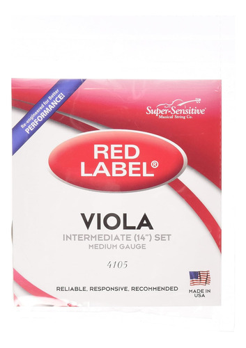 Cuerdas De Viola De 4105 Red Label Full Core Intermedia...