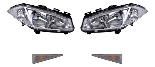 Cuartos + Faros 4 Piezas Depo P/ Renault Megane 2004-2006