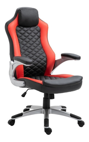 Silla de escritorio TodaTuCasa Orión gamer ergonómica  negra y roja con tapizado de cuero sintético