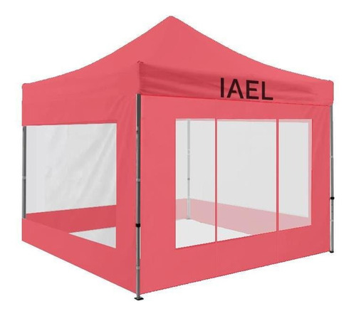 Gazebo 3x3 4 Paredes Transparentes Bolso Rojo Impermeable Re