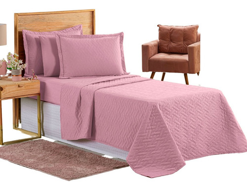Colcha Cobre Leito Jogo Roupa Cama Solteiro Matelado Macio