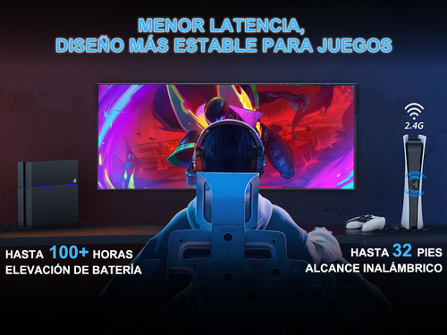 Auriculares Gamer Inalámbricos Binnune Bw01 Color Negro/rojo