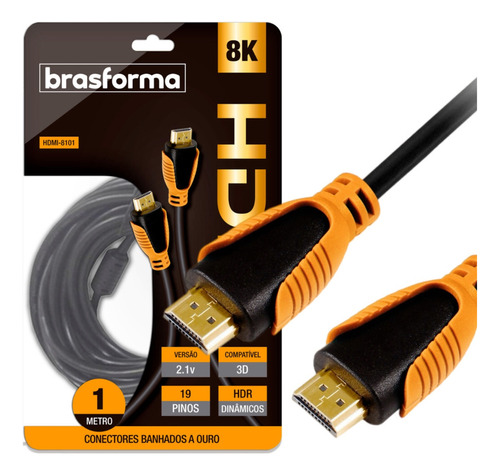 Cabo Hdmi 1 Metro 2.0 4k 6k 8k Para Tv Video Game 19 Pinos