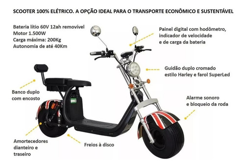 Super Patinete Scooter Moto Elétrica 0km 1500w Dsr
