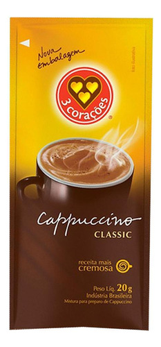 Cappuccino Classic 3 Corações Em Sachê 20g Atacado - 160 Und