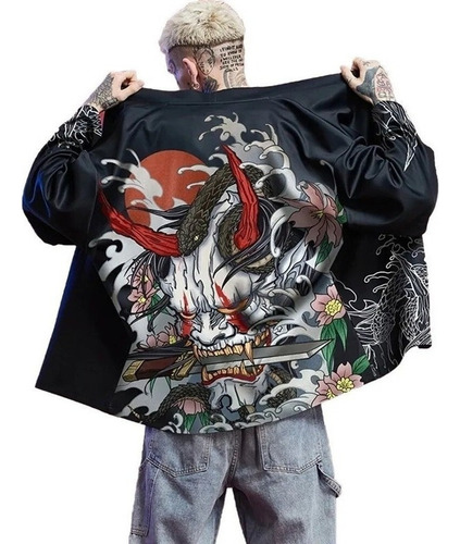 Kimono Japonés Urbano Ropa De Calle Hip Hop Oni Hannya Demon