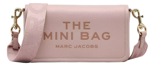 Bolsa Marc Jacobs The Leather Mini 2s4smn080s02 Acabado De Los Herrajes Oro Color Rosa Claro Correa De Hombro Rosa Claro Diseño De La Tela Lisa