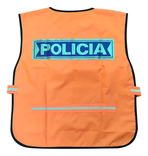 Chaleco Reflectivo Policía Estampado Espalda Naranja Fluo