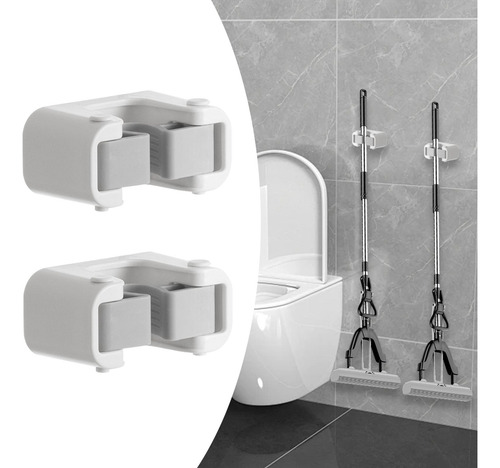 Wall Mounted Broom And Mop Organizer For Home 2 Single Clips