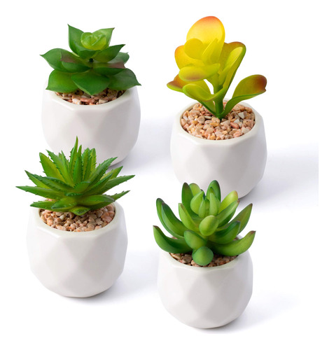 Mocoosy Paquete De 4 Mini Plantas Suculentas Artificiales E.