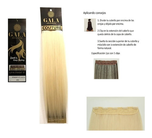 Cortina De Extension Gala Couture Con Clips 18 PLG Color 613 Rubio Extra Claro