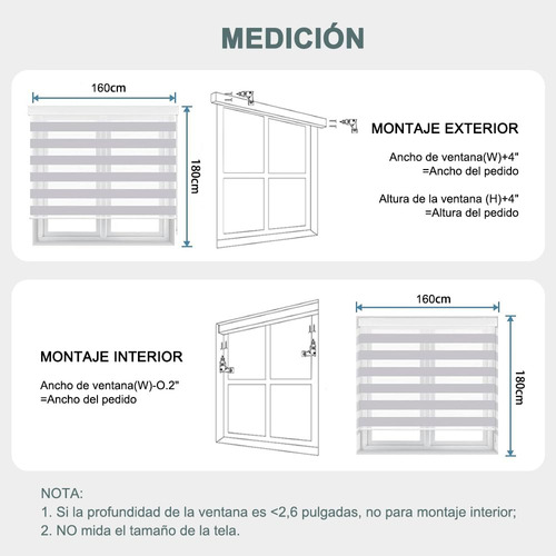 Persianas Enrollables De Cebra Doble Capa Gris 160x180 Cm