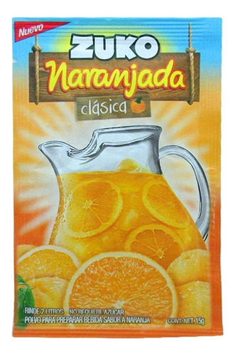 JUGO EN POLVO ZUKO SABOR NARANJA CLÁSICA 15 GR.