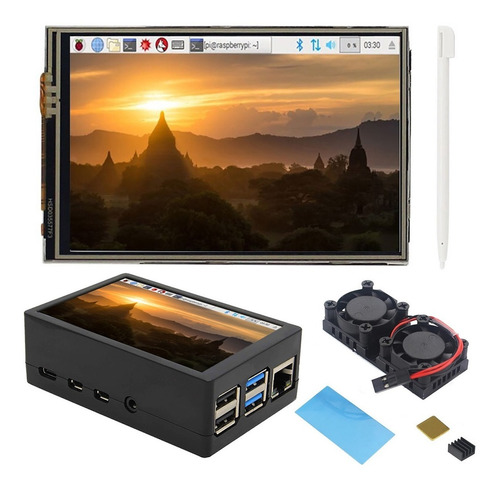 Pantalla Tactil 3.5 Raspberry Pi 4 Case Doble Ventilador Kit