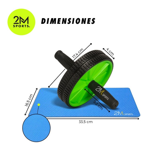 Imagen 2 de 10 de Rueda Abdominales + Mini Mat Entrenamiento Fitness Ejercicio