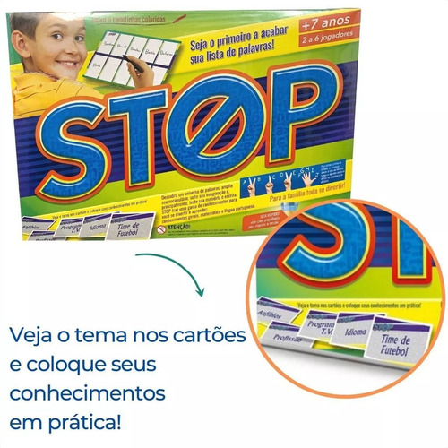 Jogo De Mesa Stop Com 6 Canetas Coloridas