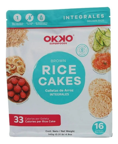 7 Pzas Galletas Okko De Arroz Integral 140 G