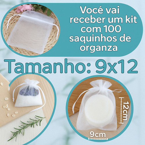 Kit De 100 Bolsas De Organza De 9 X 12 Pulgadas, Color Blanc