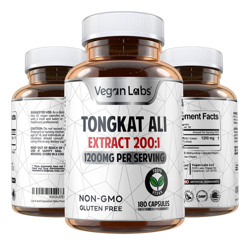 Vegan Labs Extracto De Tongkat Ali 200:1, 1200 Mg Por Porcio