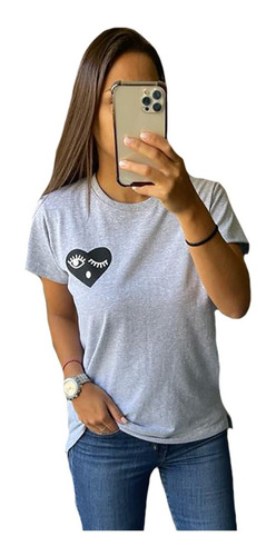 Remera Estampada Lisa Manga Corta Mujer A88