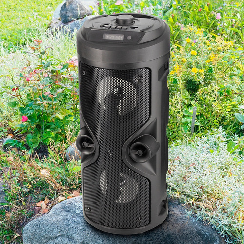 Bocina Bluetooth Portatil Boombox Luz Led Sonido Envolvente Color Negro