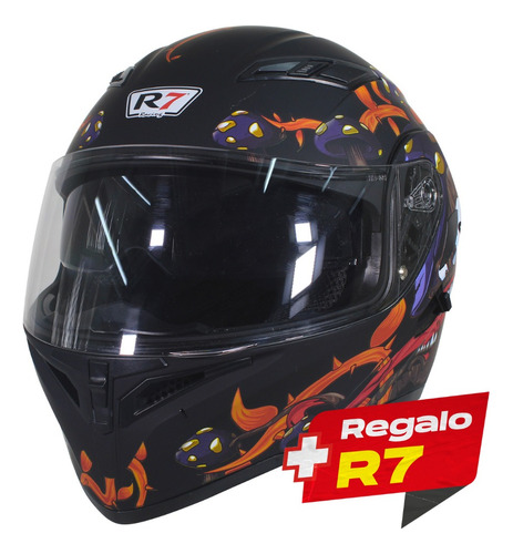 Casco Abatible R7 Racing Unscarre En Color Negro Con Gris