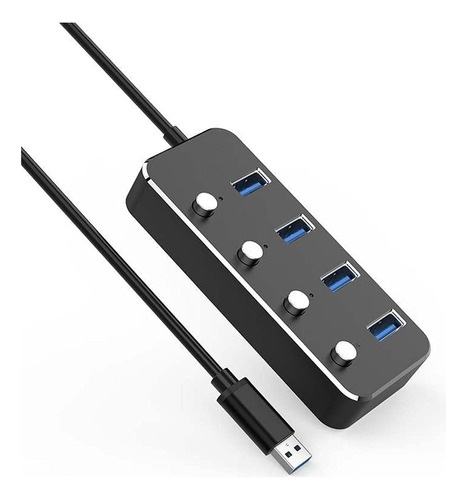 Aleacion Aluminio 4 Puerto Usb 3.0 Hub Interruptor