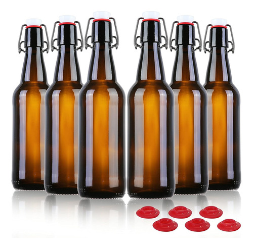 Botellas Para Cerveza Yeboda Ambar 500 Ml X 6 Un. Con Tapas