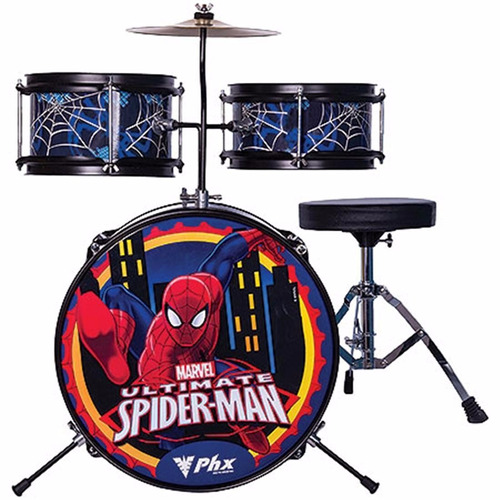 Bateria Phx Marvel Infantil Spider Azul