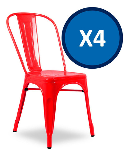 Pack 4 Sillas Tolix Color Rojo, Comedor, Evento, Restaurant