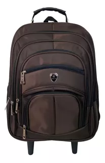 Grande Bolsa Mochila De Rodinhas Para Notebook Impermeável Cor Marrom Desenho Do Tecido Poliéster