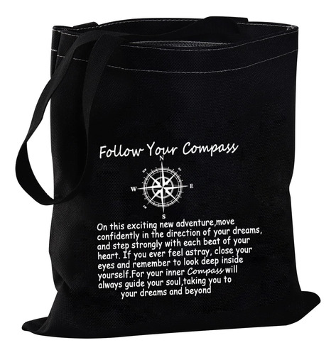 Bolsa Mano Follow Your Brujula Regalo Sobriedad Negro