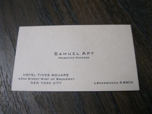 Mint Business Card Hotel Times Square 43rd Street West O Ddv