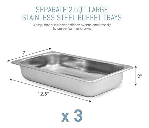 Calientaplatos Elite Platinum Ewm-6171, 3 Bandejas Buffet Ac