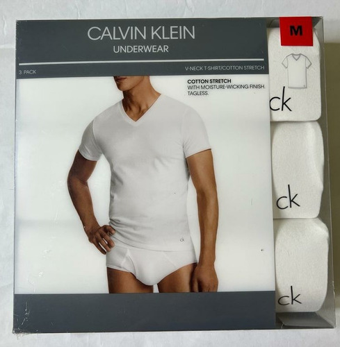 Franelas Calvin Klein Para Hombre, Cuello En V (3 Pack)