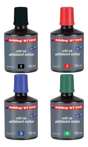 Tinta De Recarga Edding Bt100 Borrable 100 Ml X4 Und