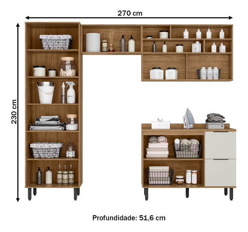 Lavanderia Completa Toscana 6 Portas 3 Gavetas 100% Mdf