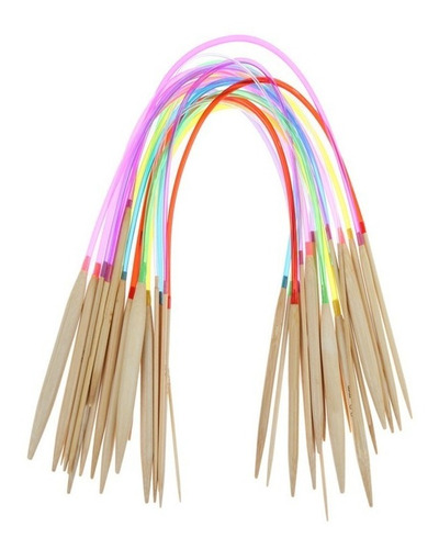 Kit 18 Agulhas Tricô Circular 40 Cm Bambu Promoção Barato
