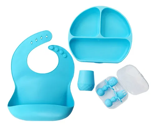 Set Vajilla Silicona Sin Bpa Kit Alimentación Complementaria
