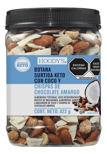 Hoodys Botana Keto Con Coco Y Chispas Chocolate Amargo 822g